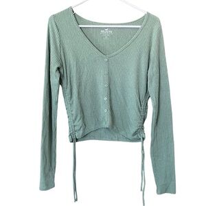 Green Ribbed Scrunch Hollister Top